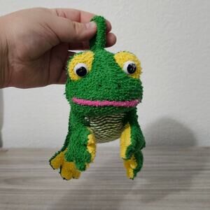 1998 Limited Too Shower Babes Terry Cloth Frog Plush Hang Pellets Green Yellow